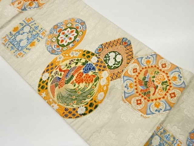 JAPANESE FUKURO OBI / WOVEN FLOWER & BIRD